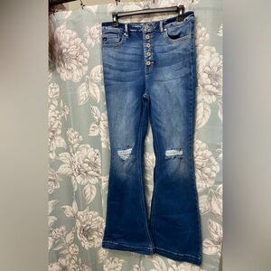 KanCan High Rise Distressed Button Fly Flares Jeans SZ 9 KC4011D